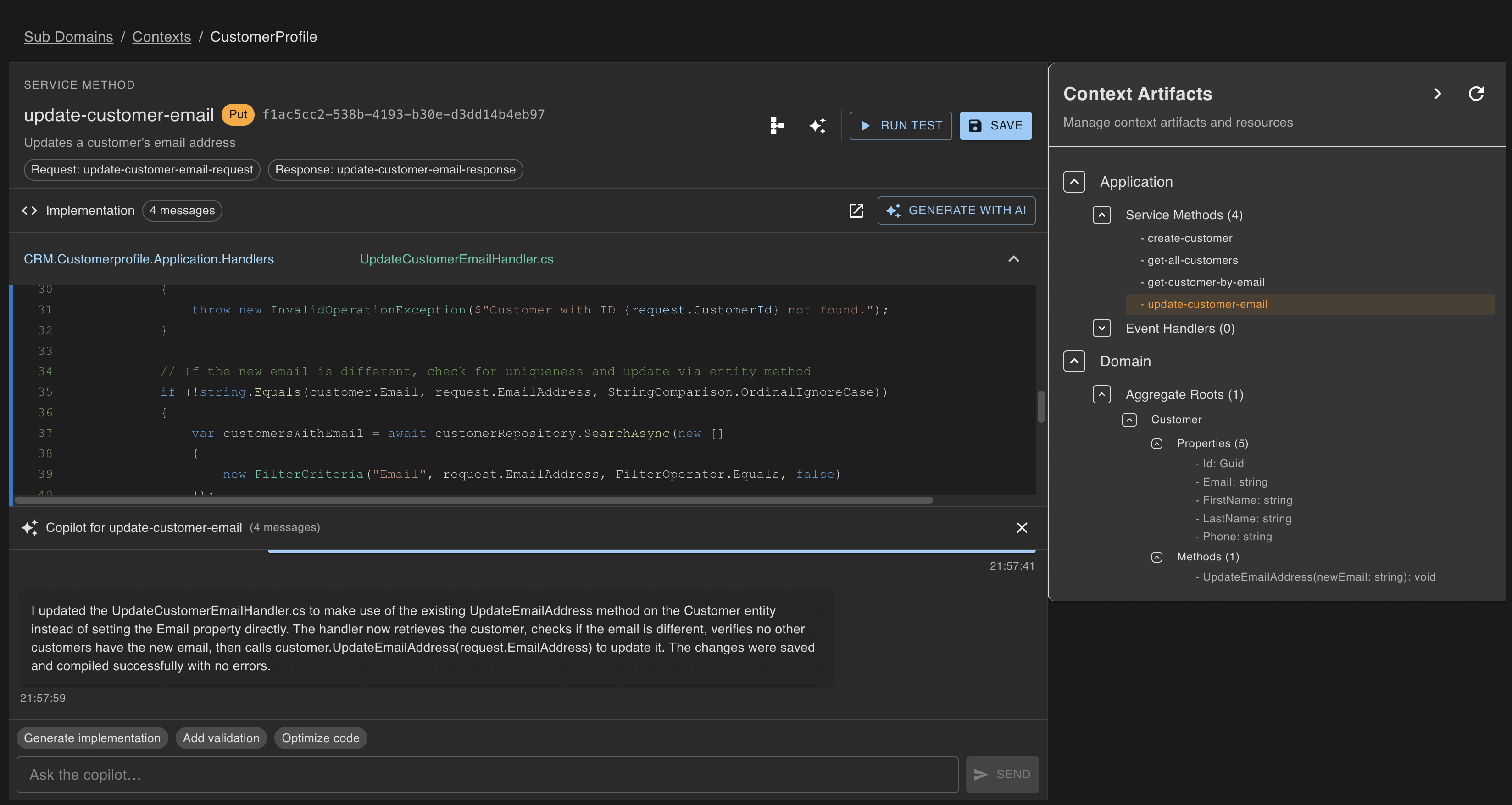 Microservice creation interface